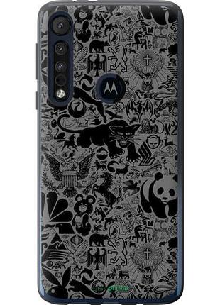 Чехол на motorola one macro чёрно-серый стикер бомбинг "2432u-1812-10746"