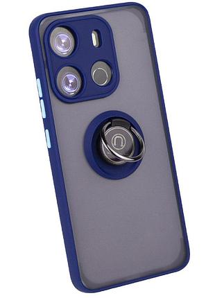 Чехол fiji colorframe для tecno spark go 2023 (bf7 / bf7n) матовый бампер с кольцом подставкой dark blue