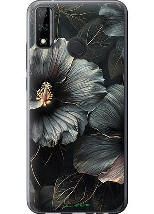 Чехол на huawei y8s черные цветы "6031u-2027-10746"