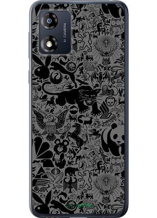 Чехол на motorola moto e13 чёрно-серый стикер бомбинг "2432u-3053-10746"