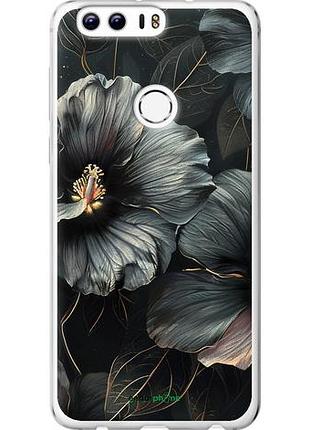Чехол на huawei honor 8 черные цветы "6031u-351-10746"