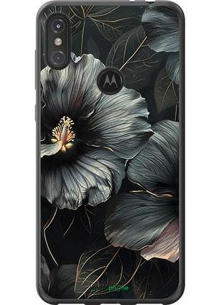 Чохол на motorola one power чорні квіти "6031u-1588-10746"