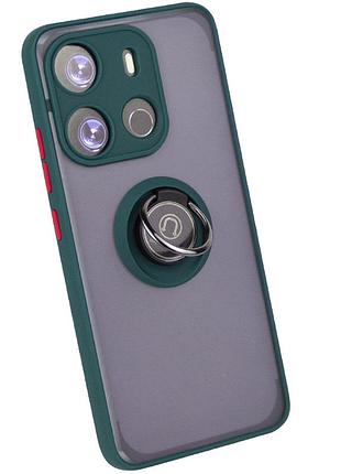 Чохол fiji colorframe для tecno pop 7 (bf6) матовий бампер з кільцем підставкою green