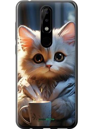Чехол на nokia 5.1 plus white cat "5646u-1543-10746"