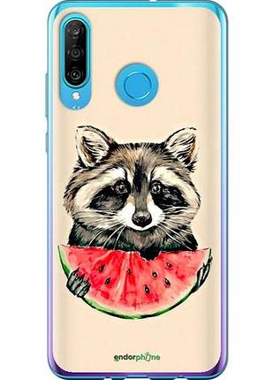 Чехол на huawei p30 lite енотик с арбузом "4605u-1651-10746"