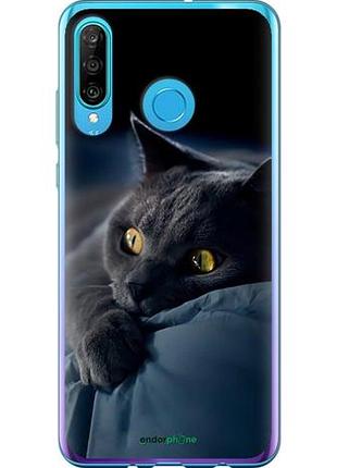 Чехол на huawei p30 lite дымчатый кот "825u-1651-10746"