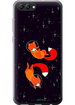 Чехол на huawei honor v10 / view 10 лисички в космосе "4519u-1579-10746"