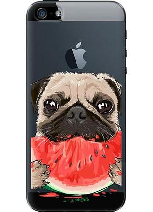 Чехол на iphone se мопс и арбуз "4665u-214-10746"