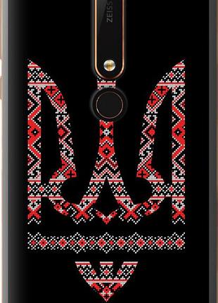 Чохол на nokia 6 2018 герб — вишиванка на чорному тлі "1196u-1386-10746"