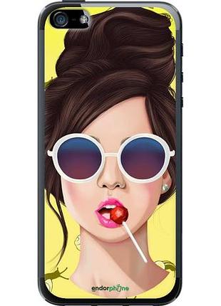 Чехол на iphone 5 девушка с чупа-чупсом "3979u-18-10746"