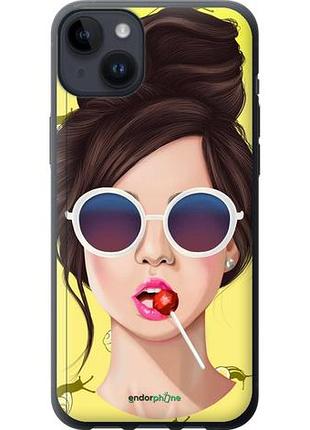 Чехол на iphone 14 plus девушка с чупа-чупсом "3979u-2645-10746"