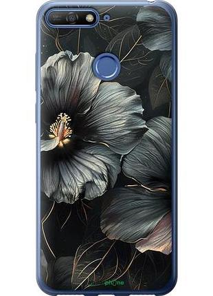 Чехол на huawei honor 7a pro черные цветы "6031u-1440-10746"