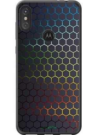 Чехол на motorola one power переливающиеся соты "498u-1588-10746"