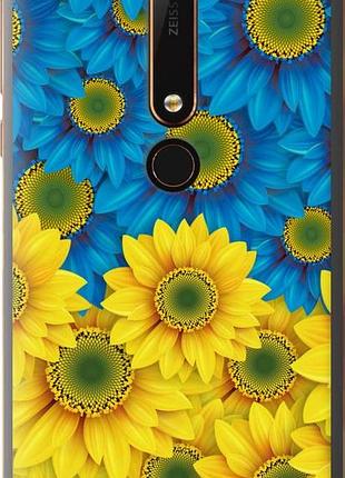 Чехол на nokia 6 2018 жёлто-голубые цветы "1048u-1386-10746"