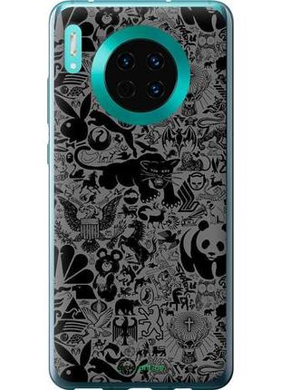Чехол на huawei mate 30 чёрно-серый стикер бомбинг "2432u-1773-10746"