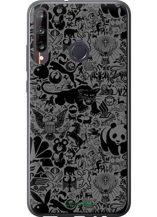 Чехол на huawei p40 lite e чёрно-серый стикер бомбинг "2432u-1875-10746"