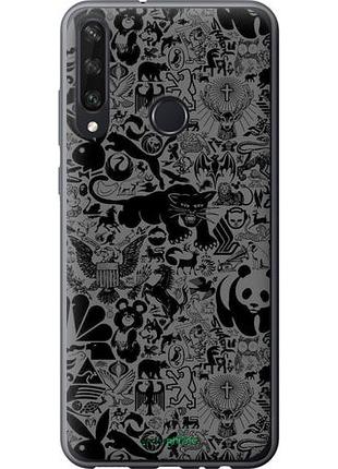 Чехол на huawei y6p чёрно-серый стикер бомбинг "2432u-1952-10746"