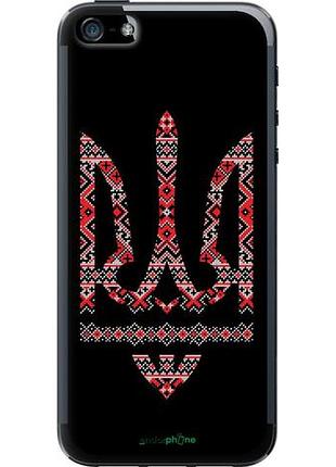 Чехол на iphone 5s герб - вышиванка на черном фоне "1196u-21-10746"