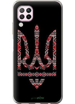 Чехол на huawei p40 lite герб - вышиванка на черном фоне "1196u-1887-10746"
