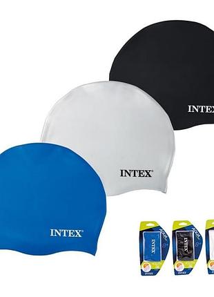 Шапочка для плавания intex 55991 (8+, обхват головы 52-65 см, 3 цвета)