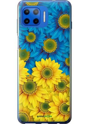 Чехол на motorola moto g plus жёлто-голубые цветы "1048u-2202-10746"