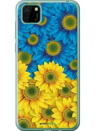 Чохол на huawei y5p жовто-блакитні квіти "1048u-1936-10746"