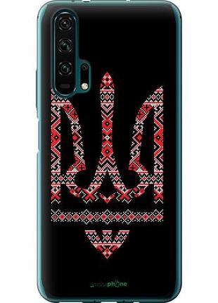 Чехол на huawei honor 20 pro герб - вышиванка на черном фоне "1196u-1702-10746"