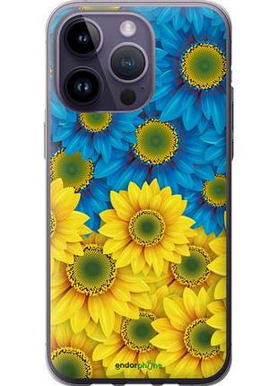 Чехол на iphone 14 pro max жёлто-голубые цветы "1048u-2667-10746"