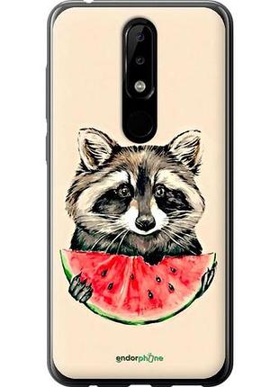 Чехол на nokia 5.1 plus енотик с арбузом "4605u-1543-10746"