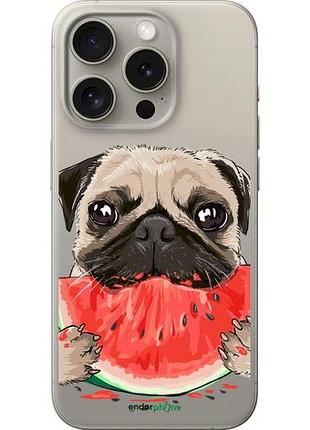 Чехол на iphone 15 pro мопс и арбуз "4665u-3096-10746"