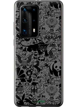 Чехол на huawei p40 pro plus чёрно-серый стикер бомбинг "2432u-1917-10746"