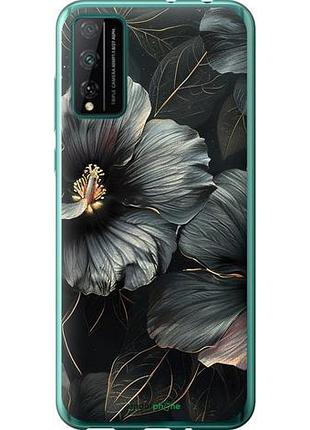 Чехол на huawei honor play 4t pro черные цветы "6031u-1914-10746"