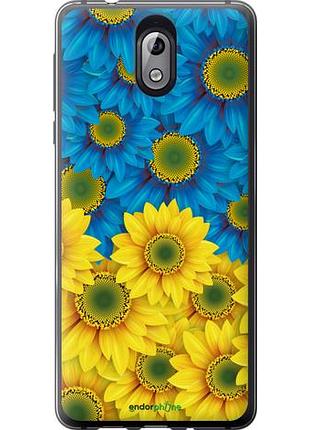 Чехол на nokia 3.1 жёлто-голубые цветы "1048u-1530-10746"