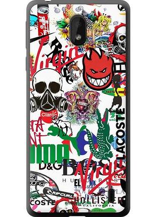 Чехол на nokia 1 plus many different logos "4022u-1677-10746"