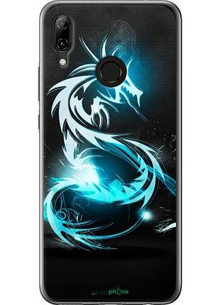 Чехол на huawei nova 3 бело-голубой огненный дракон "113u-1535-10746"
