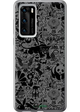 Чехол на huawei p40 чёрно-серый стикер бомбинг "2432u-1840-10746"