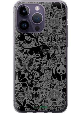 Чехол на iphone 14 pro max чёрно-серый стикер бомбинг "2432u-2667-10746"