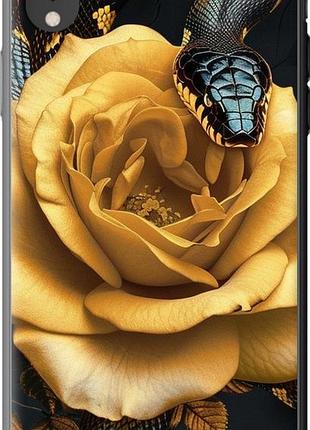 Чехол на iphone xr black snake and golden rose "6068u-1560-10746"