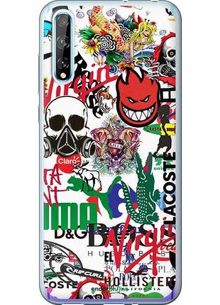 Чехол на huawei p smart s many different logos "4022u-1813-10746"