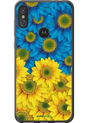 Чохол на motorola one power жовто-блакитні квіти "1048u-1588-10746"