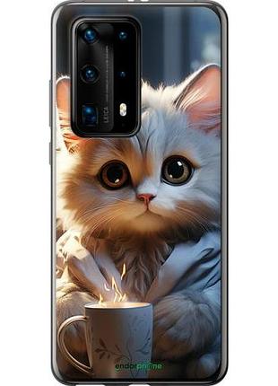 Чехол на huawei p40 pro plus white cat "5646u-1917-10746"