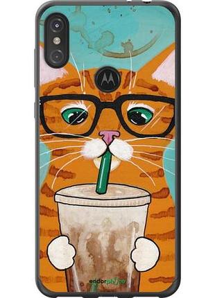Чохол на motorola one power зеленоокий кіт в окулярах "4054u-1588-10746"