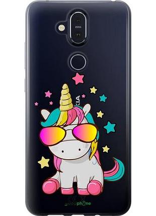 Чехол на nokia 8.1 единорог в очках "4879u-1620-10746"