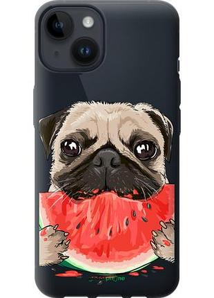 Чехол на iphone 14 мопс и арбуз "4665u-2648-10746"