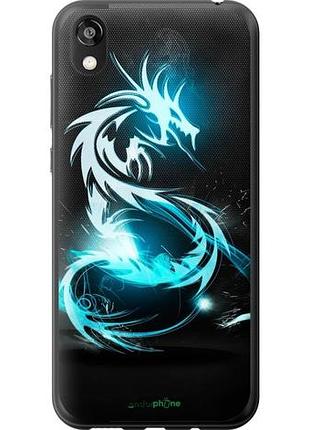 Чехол на huawei honor 8s бело-голубой огненный дракон "113u-1679-10746"