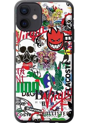 Чехол на iphone 12 mini many different logos "4022u-2071-10746"