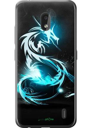 Чехол на nokia 2.2 бело-голубой огненный дракон "113u-1706-10746"