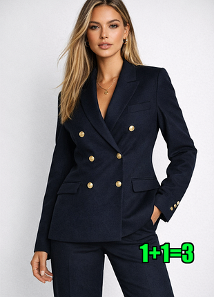 🤩1+1=3** шикарный темно-синий двубортный женский пиджак жакет bhs, размер 50 - 52