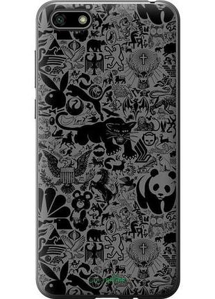 Чехол на huawei honor 7a чёрно-серый стикер бомбинг "2432u-1805-10746"