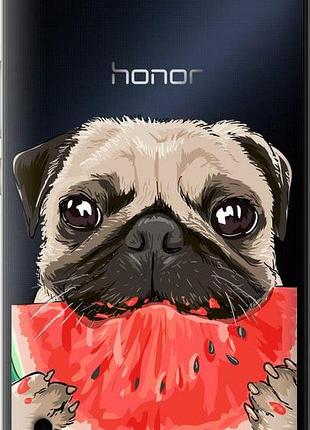 Чехол на huawei honor 6 plus мопс и арбуз "4665u-179-10746"
